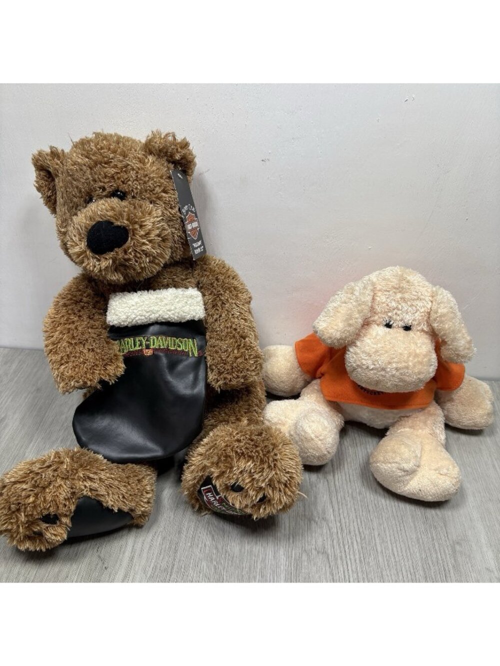 2 Harley Davidson Plush Lot Teddy Bear Pig Hog Stuffy Plush Toy